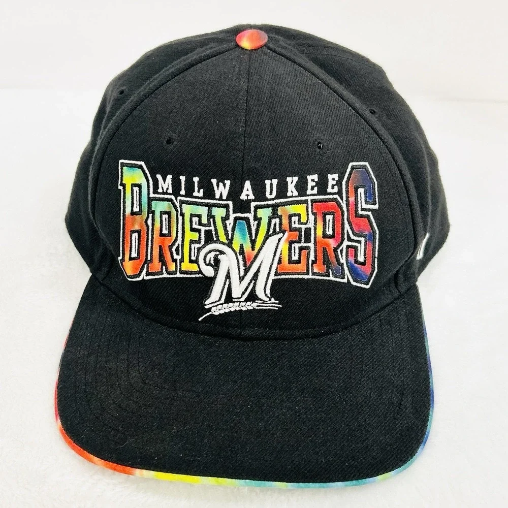 '47‎ Brand Milwaukee Brewers Tie Dye Hat Cap Adjustable Snapback Black MLB